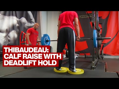 Standing Barbell Calf Raise with Deadlift Hold