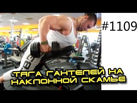 Александр Щукин. Тяга гантелей на наклонной скамье. Тяга гантелей с упором грудью в наклонную скамью